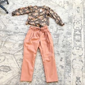 Brand new Anthropologie outfit Chelsea pants and flowered puff sleeve blouse